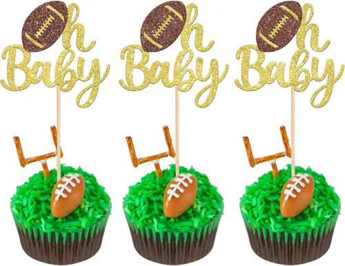 Miniatura 16 de 36 piezas de adornos para cupcakes de pelota de rugby, trofeo de fútbol americano, selecciones de cupcakes de fútbol americano, decoración