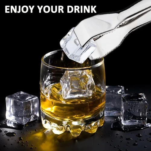 Miniatura 5 de HINMAY Pinzas de hielo para cubeta de hielo de 6-3/4 pulgadas, pinzas de hielo de acero inoxidable 18/8 de alta calidad con dientes para cubitos