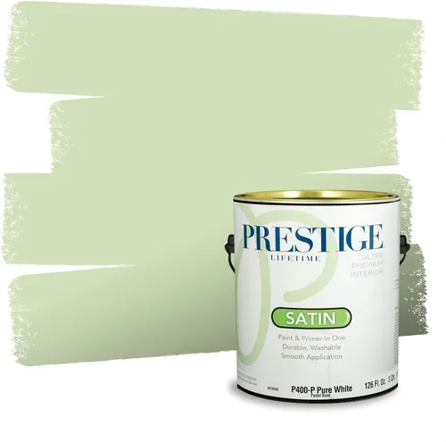 Miniatura 232 de Prestige Paints - Pintura exterior e imprimación en uno, 1 galón, plano, compatibilidad comparable con el color menta «Whipped Mint» de Behr