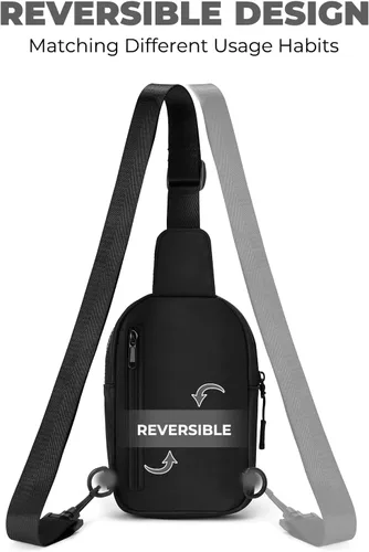 Miniatura 3 de CHOLISS Bolso bandolera pequeño para mujeres y hombres, bolsos cruzados, cangureras de moda con correa extendida, A01 Negro (Nylon), Bolso bandolera