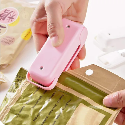 Miniatura 4 de Mini sellador térmico para bolsas de alimentos, sellador de bolsas efectivo, fácil de usar, mini sellador de bolsas ABS para el hogar, color rosa