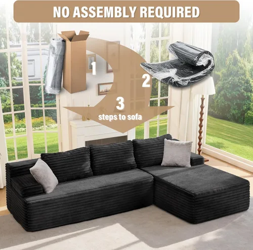 Miniatura 8 de Hobestluk Sofá modular modular sin hueso, sofá en forma de L, sofá modular de 3 asientos, sofá modular de espuma viscoelástica para muebles de sala