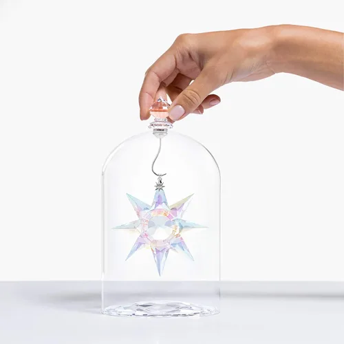 Miniatura 2 de SWAROVSKI Adorno de Navidad, grabado de 125 aniversario, edición anual de 2020, juego de tarro de cristal y estrella