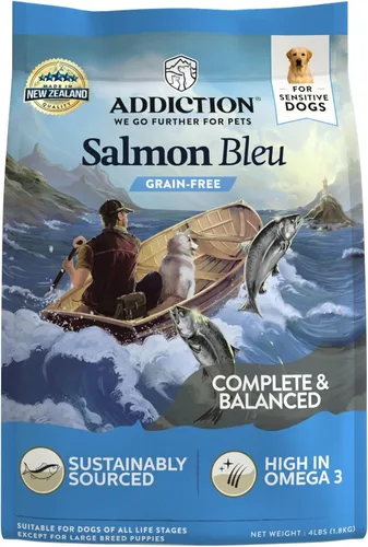 Addiction Salmon Bleu - Alimento seco para perros sin granos, rico en prebióticos para apoyar la piel, el pelaje y la salud cognitiva, receta de