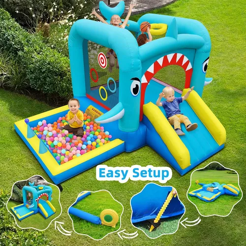 Miniatura 4 de Culaluva Casa inflable de rebote: combo de tobogán de castillo de gorila de salto - 7 en 1 para niños de 3 a 6 años - con soplador de 370 W