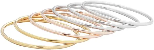 Miniatura 3 de Edforce Stainless Steel Juego de pulseras tipo brazalete redondas finas y brillantes para mujer, juego de 7