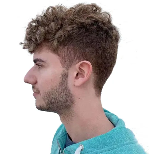 Miniatura 8 de Rizado Hombres Toupee - Sistemas de reemplazo de cabello humano para hombres, postizo de 0.787 in, rizado con bucle en V, pelucas de poliuretano