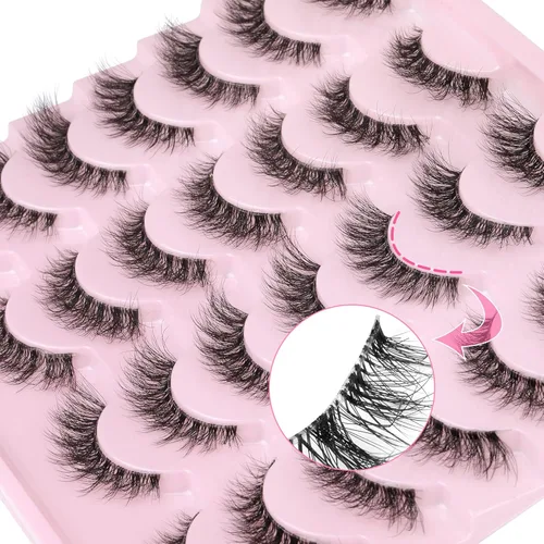 Miniatura 5 de Newcally Pestañas Postizas de Aspecto Natural Pestañas de Visón Voluminosas 3D con Volumen Pestañas Postizas 5D en Tira Pestañas Ojos de Gato