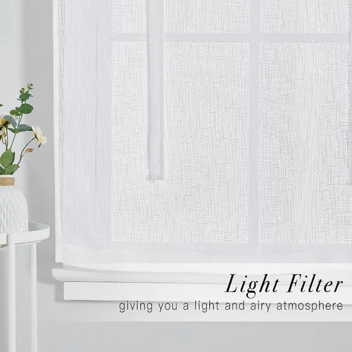 Miniatura 4 de Pony Dance Cortinas de ventana de baño, pantalla con lazo para dormitorio, filtro de luz, semitransparente, cortinas romanas elegantes para Blanco