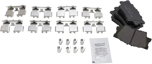 Miniatura 7 de TRQ Kit de pastillas de freno de cerámica Posi delanteras y traseras con productos químicos compatibles con Toyota Lexus