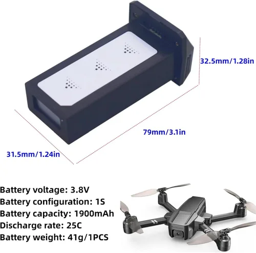 Miniatura 2 de 2 unids 3.8 V 1900 mAh Lipo batería para HS440 Quadcopter Aéreo Plegable RC Drone Batería