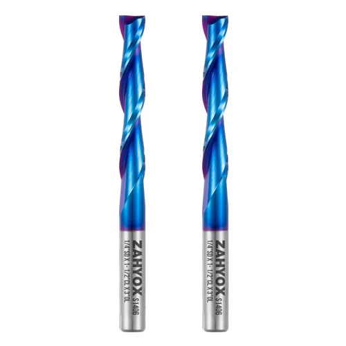 Miniatura 10 de ZahyoX Broca de enrutador de compresión de 1/4", broca CNC en espiral de corte hacia arriba y hacia abajo, fresa de carburo sólido con recubrimiento