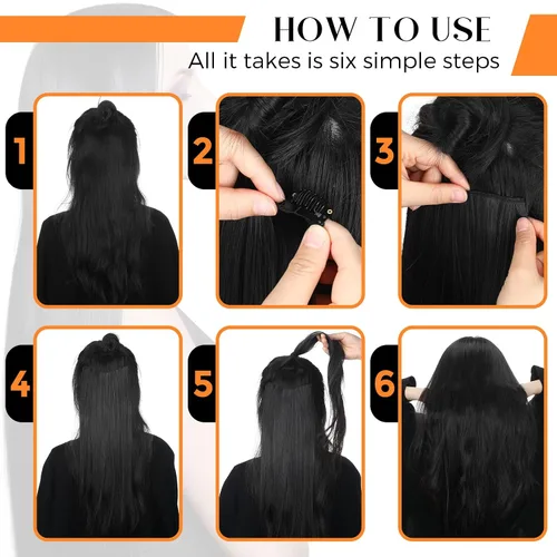 Miniatura 6 de Jexine 14 extensiones de cabello con clip de 24 pulgadas, extensiones de cabello largo y lacio, 9.17 oz, extensiones de cabello sintético suave