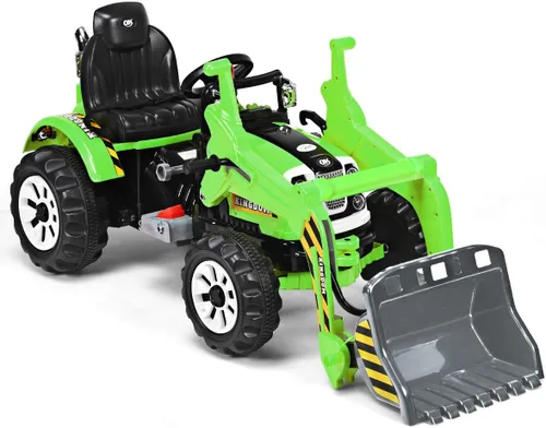 Miniatura 8 de Costzon Excavadora para montar, vehículos de construcción a batería de 12V para niños con cargador frontal, bocina, cinturón de seguridad, ruedas