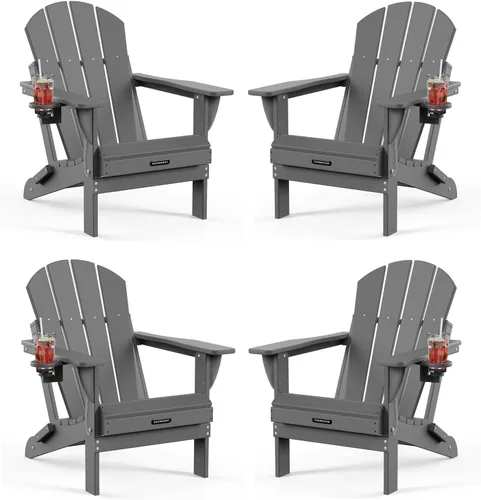 Miniatura 10 de MUCHENGHY Sillas Adirondack plegables, sillas de patio, sillas de césped, silla para exteriores, silla Adirondack de plástico, hoguera, resistente a