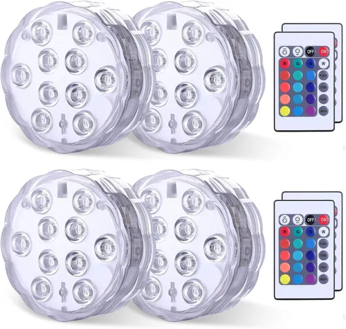 Miniatura 8 de Qoolife Luces LED sumergibles con control remoto, batería incluida, luz impermeable RGB multicolor cambiante para piscina, base de jarrón, spa