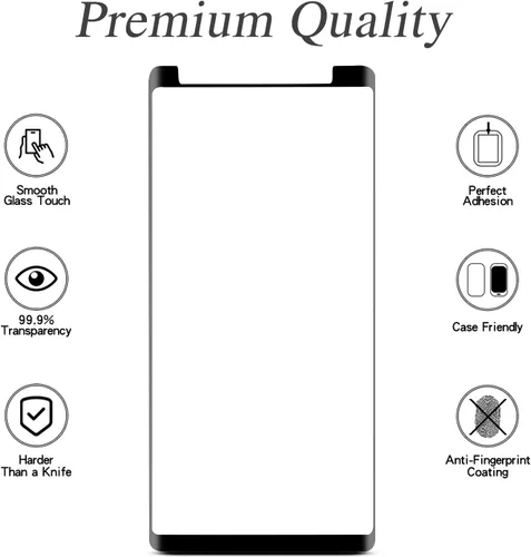 Miniatura 2 de MAYtobe Paquete de 2 protectores de pantalla para Samsung Galaxy Note 8, vidrio templado curvado 3D, sin burbujas, resistente a los arañazos, fácil