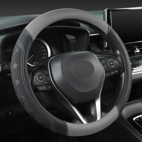 Miniatura 14 de Funda para Volante GIANT PANDA para Toyota, Funda para Volante de Coche para Toyota Highlander Rav4 Corolla Camry, Tamaño Estándar - Gris