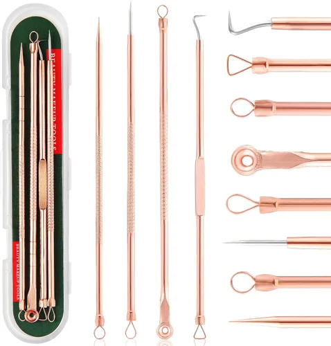 FEITA Herramienta extractora de espinillas y comedones, herramientas de acero inoxidable para eliminar acné, kit de eliminación de espinillas, aguja