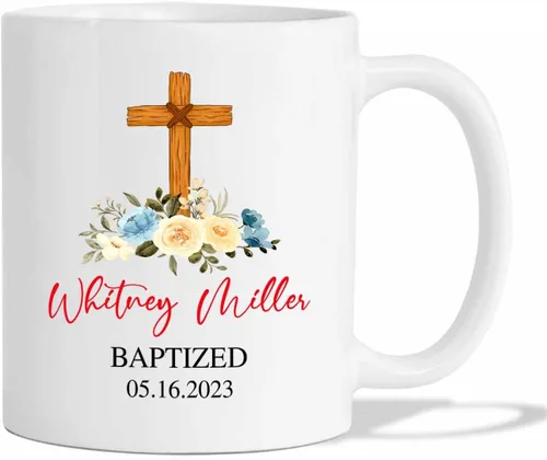 Miniatura 12 de Tazas personalizadas de la Santa Comunión de 11 onzas y 15 onzas, taza de café blanca con texto en inglés "My First Holy Communion", regalos