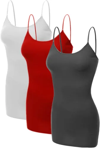 Miniatura 223 de Emmalise Camisola larga casual básica para mujer, con tirantes ajustables, top en capas