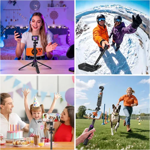 Miniatura 9 de Trípode magnético 4 en 1 para iPhone con tornillo de 1/4 pulgadas, trípode MagSafe Selfie Stick de 53 pulgadas con control remoto inalámbrico