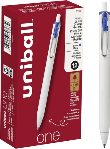 Miniatura 9 de Uniball UniONE - Bolígrafo de gel, retráctil, mediano de 0.028 in, tinta negra, barril blanco, docena (paquete de 12)