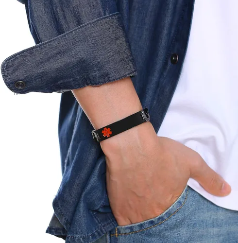 Miniatura 7 de Free Custom Engraving Emergency Medical Alert ID Cuff Bracelet for Men Women