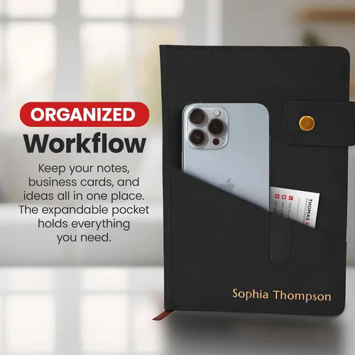 Miniatura 4 de Promot Cuaderno Personalizado - Diario en Cuero A5 con Páginas Rayadas para Hombres y Mujeres - Cuaderno Ejecutivo de Tapa Dura, Diario Diario