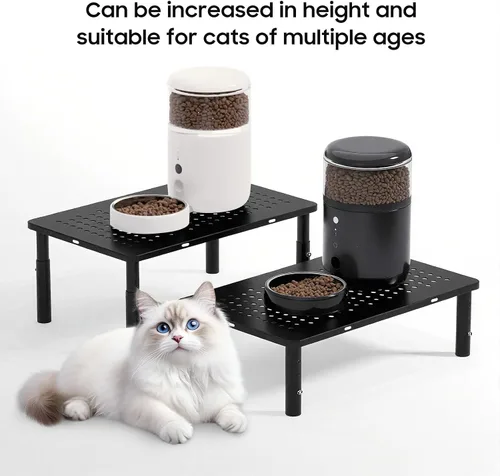 Miniatura 3 de Soporte ajustable para comederos automáticos para gatos, soporte elevado antideslizante para gatos y cachorros, se adapta a la mayoría de comederos