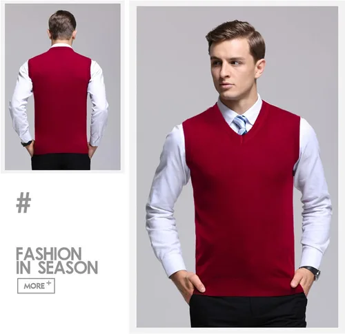Miniatura 9 de Amussiar Suéter casual para hombre, chaleco con cuello en V, ajustado, sin mangas, suéter de punto