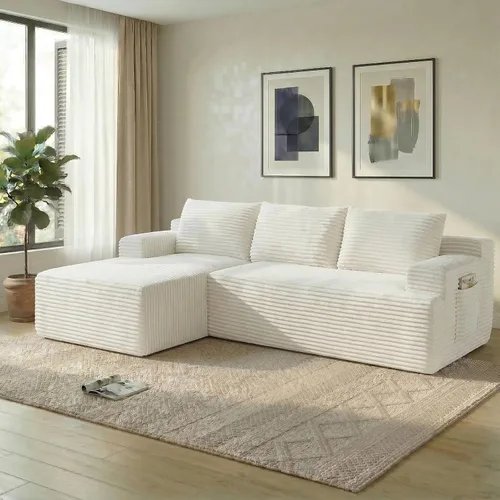 Miniatura 20 de Sofá modular Cloud de 108 pulgadas, moderno sofá deshuesado con otomana móvil, sofá modular de asiento profundo, sofás esquineros de pana para sala