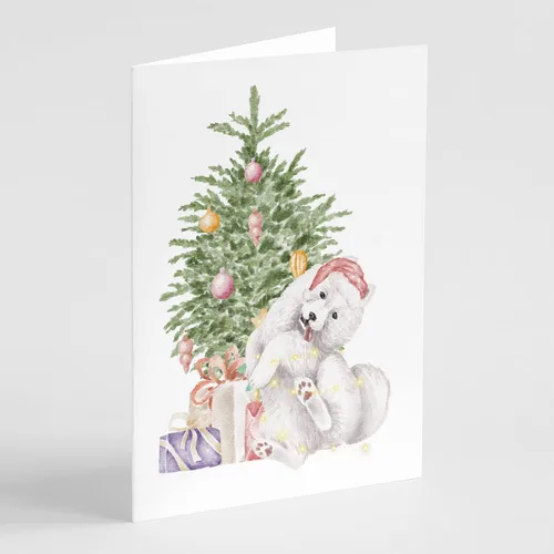 Miniatura 52 de Caroline's Treasures CK8213GCA7P Bulldog, Bulldog Inglés #2 - Tarjetas de felicitación y sobres de árbol de Navidad, paquete de 8 tarjetas en blanco