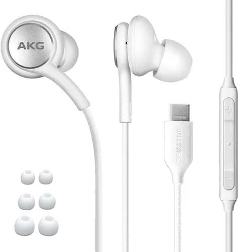 ElloGear 2020 - Auriculares USB C para Samsung Galaxy S21, Note 10, Galaxy S10, S9 Plus, S10e, diseñados por AKG, cable trenzado con micrófono y