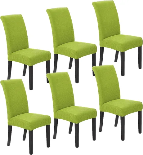 Miniatura 26 de Juego de 6 fundas elásticas para sillas de comedor, fundas para sillas de comedor lavables y removibles, fundas para sillas de comedor protectoras
