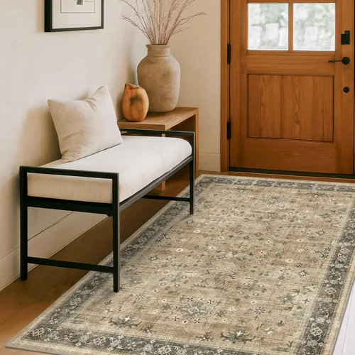 Miniatura 68 de Alfombra Boho Negra para Sala de Estar - Alfombra de Área Lavable de 10x14 Pies, Alfombras de Comedor para Debajo de la Mesa, Alfombra Suave de Pelo