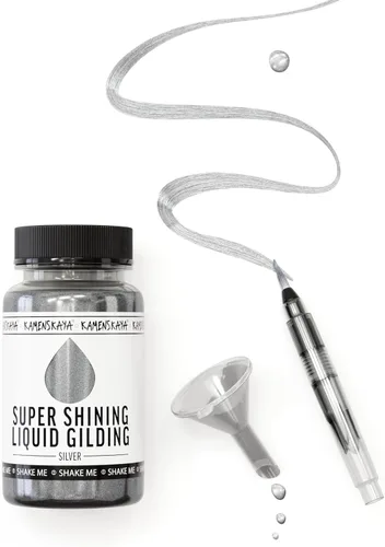 Miniatura 25 de KAMENSKAYA Liquid Silver Leaf Paint - Hoja líquida plateada de secado rápido a base de alcohol, 0.68 fl oz (0.7 fl oz)
