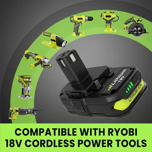 Miniatura 6 de Paquete de 2 baterías y cargador de 3600 mAh compatibles con batería de iones de litio Ryobi de 18 V 3.6 Ah y cargador P117 de repuesto