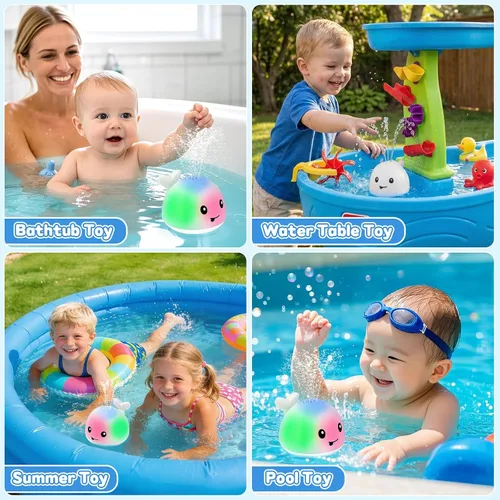 Miniatura 6 de Juguetes de baño para bebés de 1 a 3 años, juguetes de agua de piscina para bebés de 1, 2, 3 años, juguete de baño de ballena, juguete de baño
