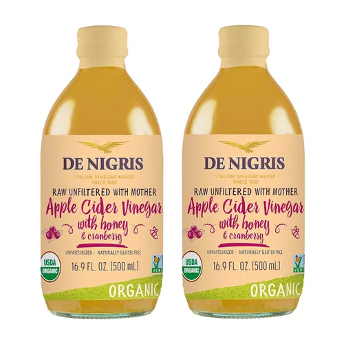 Miniatura 12 de De Nigris Vinagre de Manzana Orgánico Crudo y Sin Filtro 500ml (16,9 Oz) Vinagre de Manzana con Madre, una Fuente de Elementos Funcionales