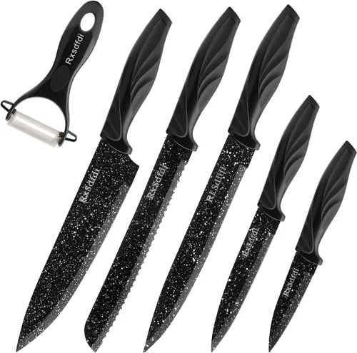 Miniatura 8 de Juego de cuchillos de cocina de 6 piezas con revestimiento antioxidante y asas ergonómicas, ligero, apto para lavavajillas, regalo para entusiastas