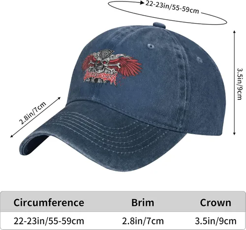 Miniatura 8 de Cowboy Hat Trendy Hats for Man and Women Djustable Four Season Outdoor Baseball Cap of Hell Skull with Angel Navy Blue