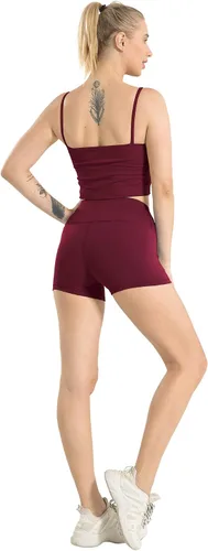 Miniatura 5 de CHRLEISURE - Pantalones cortos de tiro alto para mujer, suaves, de elastano, para entrenar y hacer yoga
