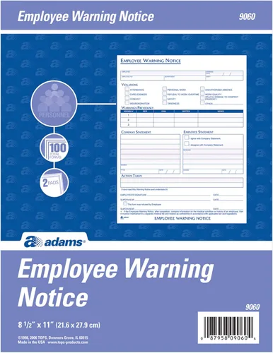 Miniatura 3 de Adams Formulario de aviso de advertencia para empleados, 8.5 x 11 pulgadas, 2 blocs de 50 formularios, 100 formularios en total, 1 parte cada uno