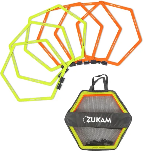 Anillos hexagonales de agilidad para entrenamiento de velocidad y agilidad, entrenamiento de pies, escalera con bolsa de transporte (6 anillos)