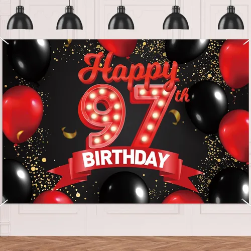 Miniatura 65 de Cartel de feliz cumpleaños 15 color rojo y negro, decoración temática de globos para niñas y mujeres, princesas de 15 años, fiesta de cumpleaños