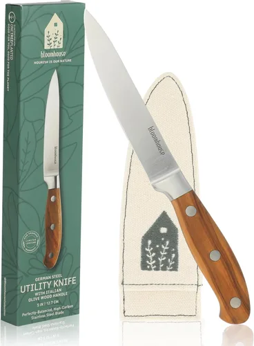 Bloomhouse - Dos veces Oprah's Favorite Things Ganador - Cuchillo de cocina de 5 pulgadas con hoja de acero inoxidable alemán con mango de madera de