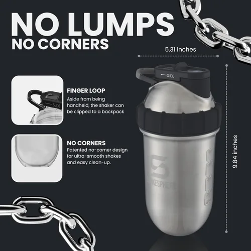 Miniatura 4 de SHAKESPHERE Botella agitadora de acero inoxidable – Botella mezcladora de proteínas aislada de 24 onzas para bebidas calientes y frías, ideal
