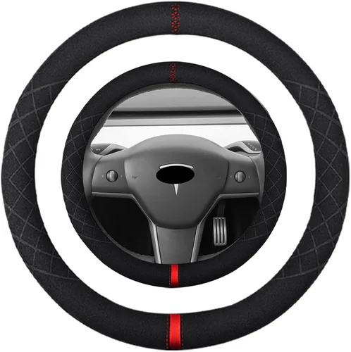 Miniatura 44 de Funda de volante de ante K LAKEY, compatible con Dodge Avenger Grand Caravan Challenger Charger, cubierta de volante deportiva antideslizante