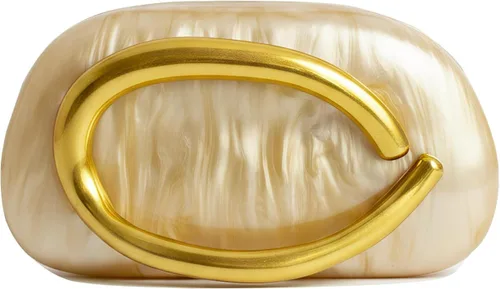 Miniatura 28 de Bolso de mano de acrílico para mujer, bolso de noche redondo clásico, bolso de manillar de metal vintage para boda, fiesta de graduación.